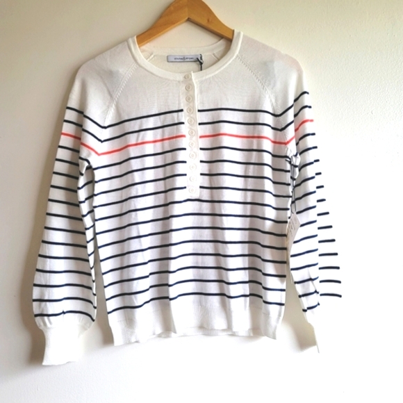 Stitches & Stripes ( Anthro),‎ Striped Sweater, Cream/Navy/Pink, Size Small, NWT - Picture 1 of 5